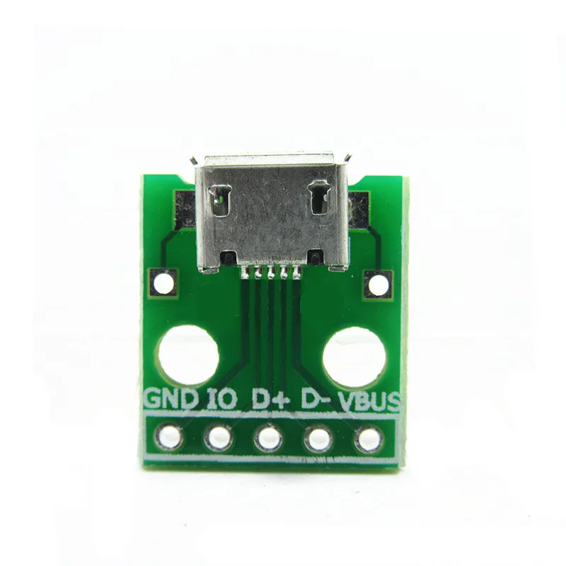 

10pcs MICRO USB To DIP Adapter 5pin Female Connector B Type PCB Converter Breadboard USB-01 Switch Board SMT Mother Seat