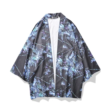 

#4250 Japanese Kimono Shirt Men Summer Open Stitch V Nekc 3D Printed Thin Streetwear Tunic Shirt Lovers Vintage Kimono Male