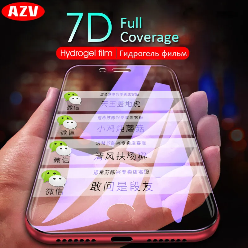 Goedkoop AZV 7D Volledige Cover Soft Hydrogel Film Voor iphone 6 6s 7 8 Plus Screen Protector Op De Voor iphone X XR 8 7 6 Plus Niet Glas
