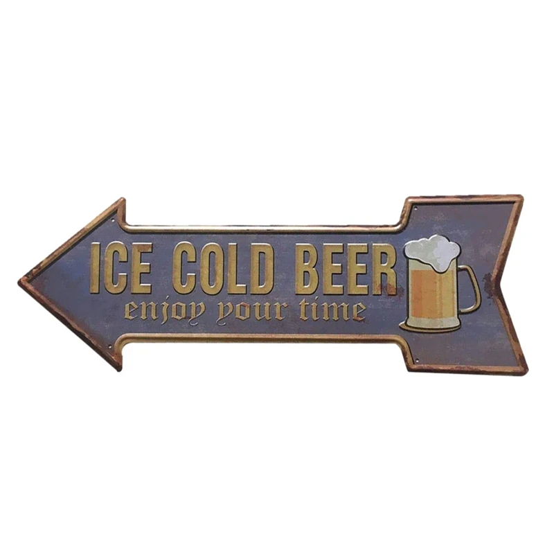 

Vintage Arrow Plate Poster Indication English Slogan for Bar Pub Decoration Cafe-01, 450 x 160mm