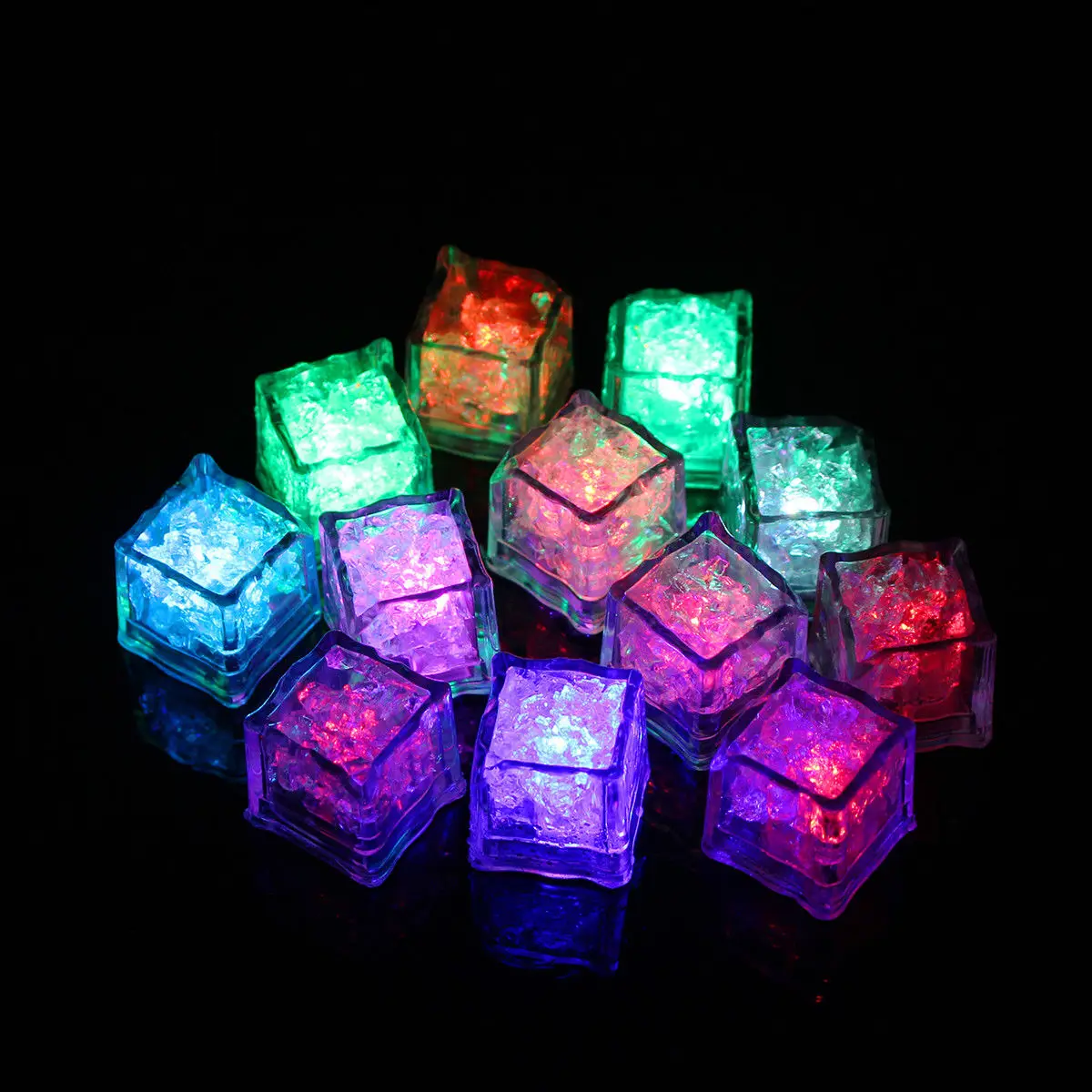 

12 pcs Flameless Ice Cube Shaped Glowing Led Light Submersible Lamp Candle for party for Home Display Photography Props Kitchen