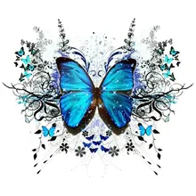 Фото на заказ! 3d-бриллиантовая вышивка цвет синяя бабочка модная домашняя Алмазная вышивка для декора вышивка крестиком цветочная картина