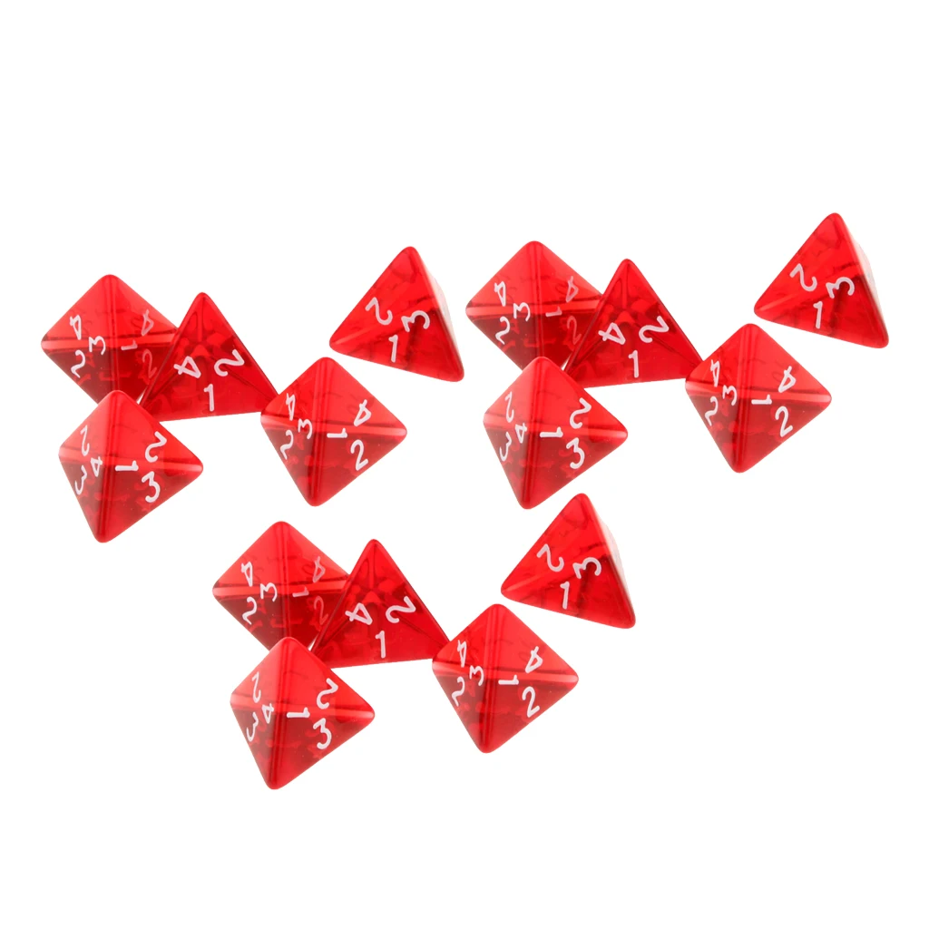 

15Pc Red Dice Set D4 Four-sided Gem Dice 2cm 4-Die RPG Dice Dice Player Accs