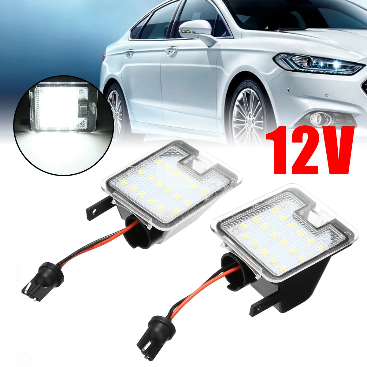 

2pcs 12V LED Canbus Side Mirror Puddle Light Super White For Ford Mondeo MK4 IV 2007-2014 for Kuga 2008-2012