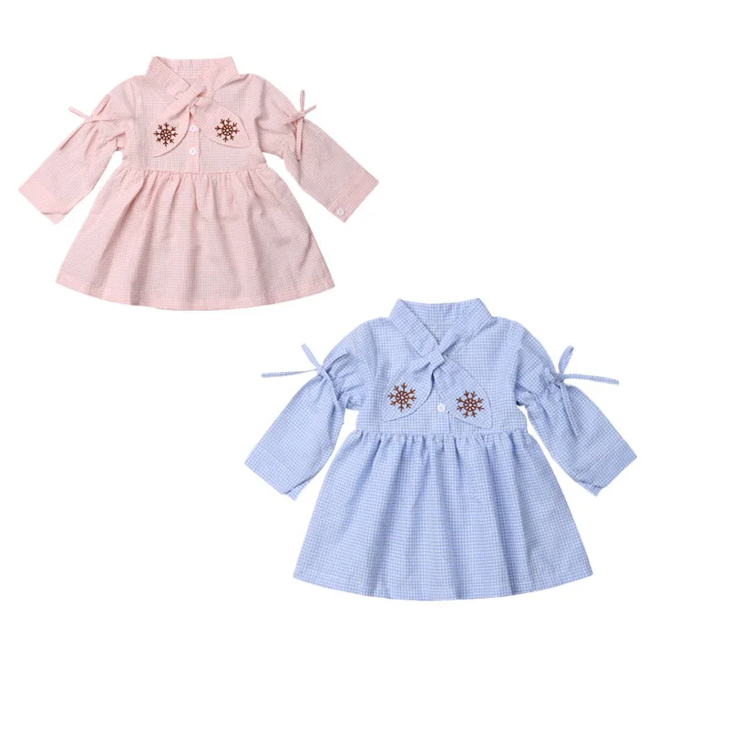 

Baby Girl Dress Toddler Kid Baby Girl Clothes Rabbit Ear Collar Dress Plaid Party Dresses 12M-4Y