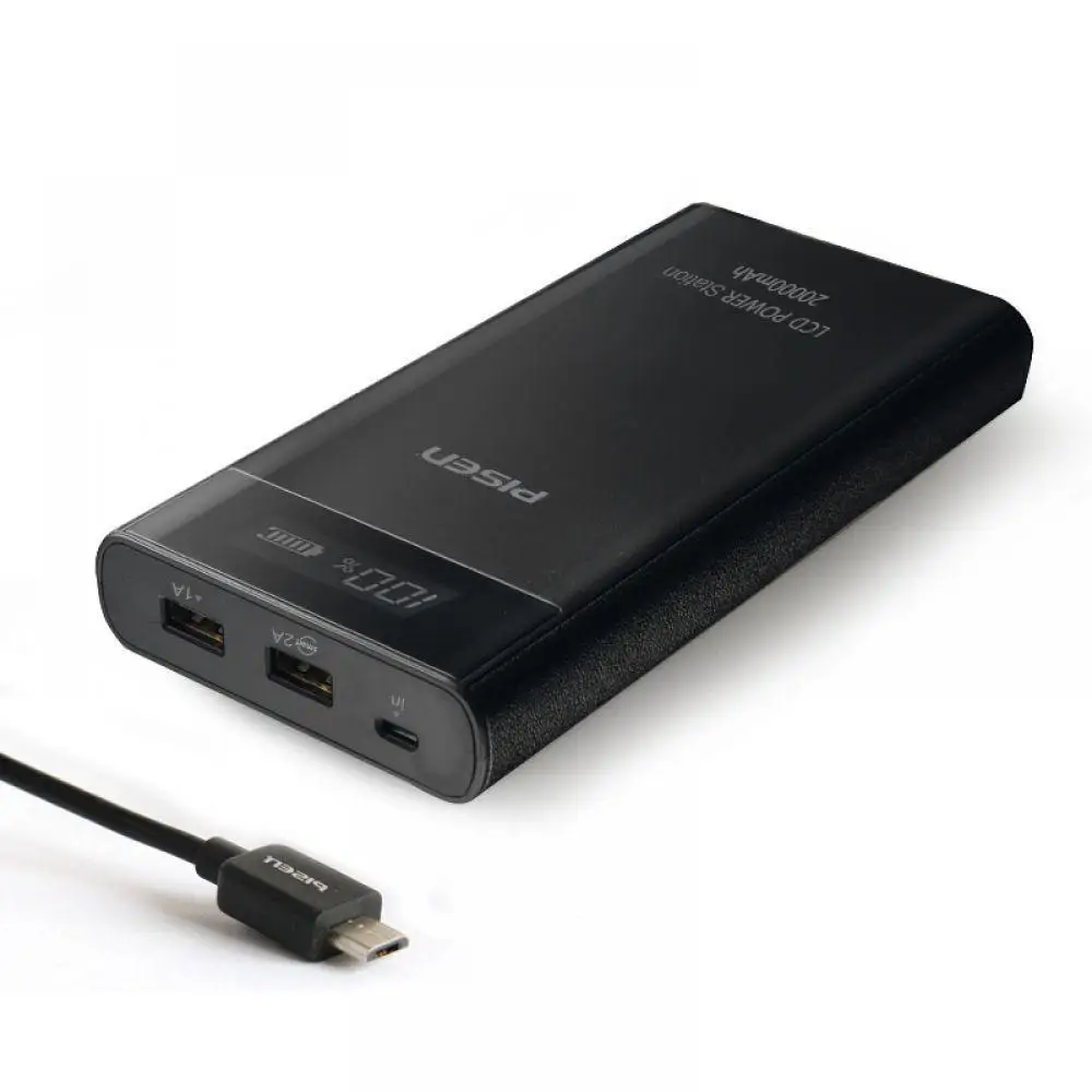 PISEN 20000 mAh power Bank Dual USB Портативный ЖК-внешний портативный аккумулятор для планшетов iPhone 6 7 Xiaomi