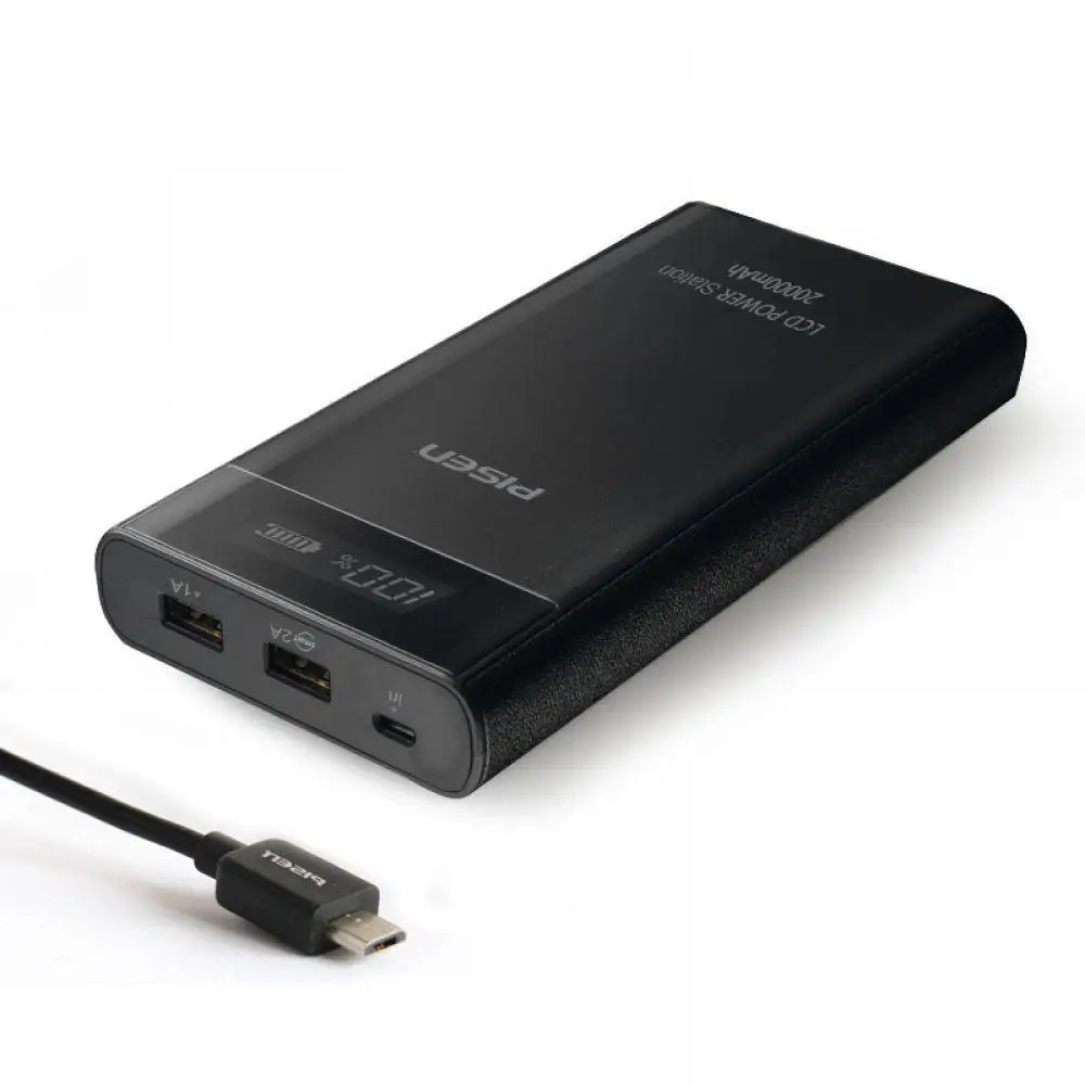 PISEN 20000 мАч Внешний аккумулятор Двойной USB Портативный ЖК дисплей внешний