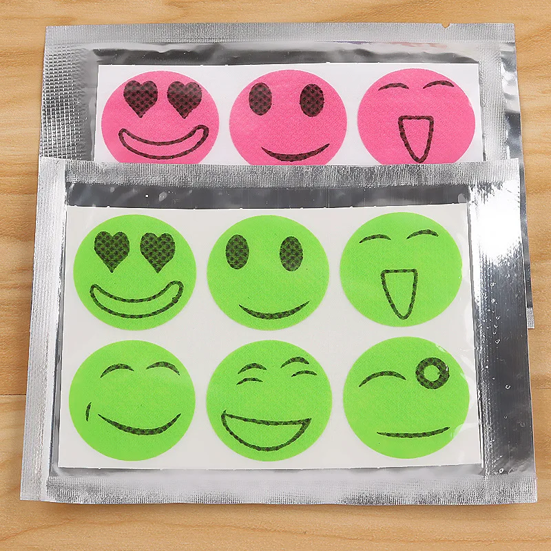 60pcs/bag Mosquito Stickers DIY Mosquito Repellent Stickers Patches Cartoon Smiling Face Drive Repeller