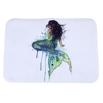 

Mermaid Style Water-absorb Floor Bath Mat Toilet Room Coral velvet Anti-slip 40*60cm white