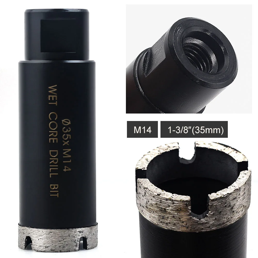 Broca de Núcleo de Perfuração para Pedra Brocas de Diamante Arbor Diâmetro Molhado Diamante Mármore Granito Telha Cerâmica Buraco Serras 35mm M14 Uso