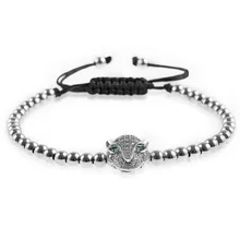 

Sexy Mom High Quality Natural Stone Men's Bracelets Charm Lucky Tiger Leopard Silver Elastic Bracelets For Women & Men