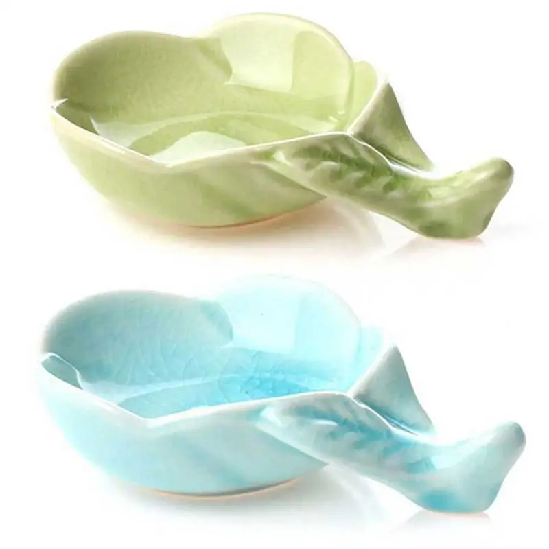 Ceramic Plum Leaf Shape Sauce Dish Chopstick Rack Ice Mosaic Mini Plate Sushi Dipping Bowls