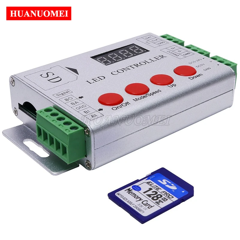 

RF SD Card LED Pixel Controller Programmable LED Controller;DC5~24V;Support APA102/WS2812/WS2811/DMX512/SK6812/UCS1903/LPD8806