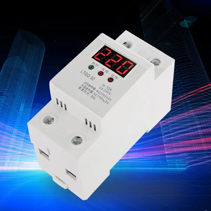 

Voltage Monitor Relay 230V AC Automatic Reconnect Voltage Protector Undervoltage Relay 2P/32A Digital Voltage Relay