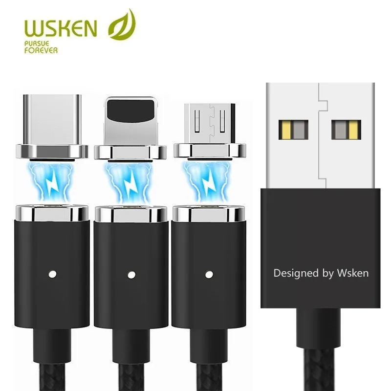 Wsken Usb Магнитный зарядный кабель для Iphone Xs X 7 6s шнур быстрое зарядное устройство