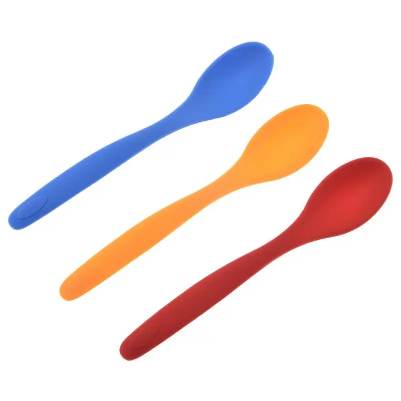 

Silicone Kitchen Spoons Scoop Cooking Tools Condiment Utensil Coffee Spoon Kids Ice Cream Tableware Tool Red Blue Orange