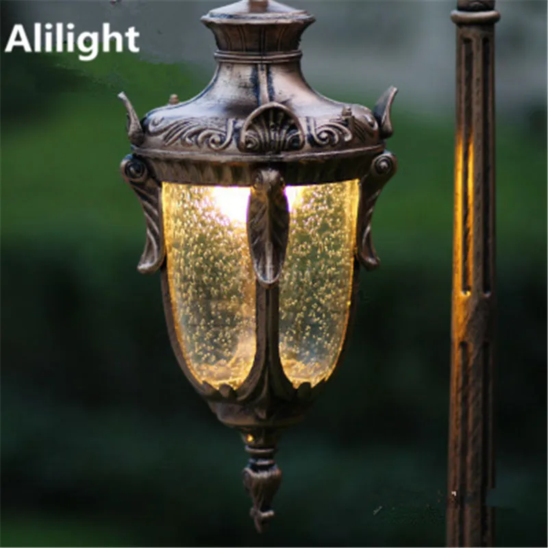 Уличный светильник в Европейском классическом стиле, ретро садовый светильник, светодиодный уличный светильник, алюминиевый стеклянный водонепроницаемый светильник, ландшафтный светильник, светильники