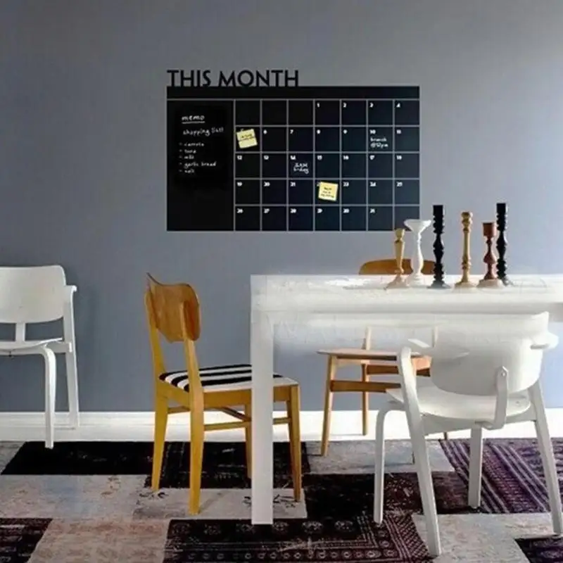 

92*60cm Month Calendar Chalkboard Blackboard Removable Planner Wall Stickers Black Board Office School Vinyl Decals Supplies