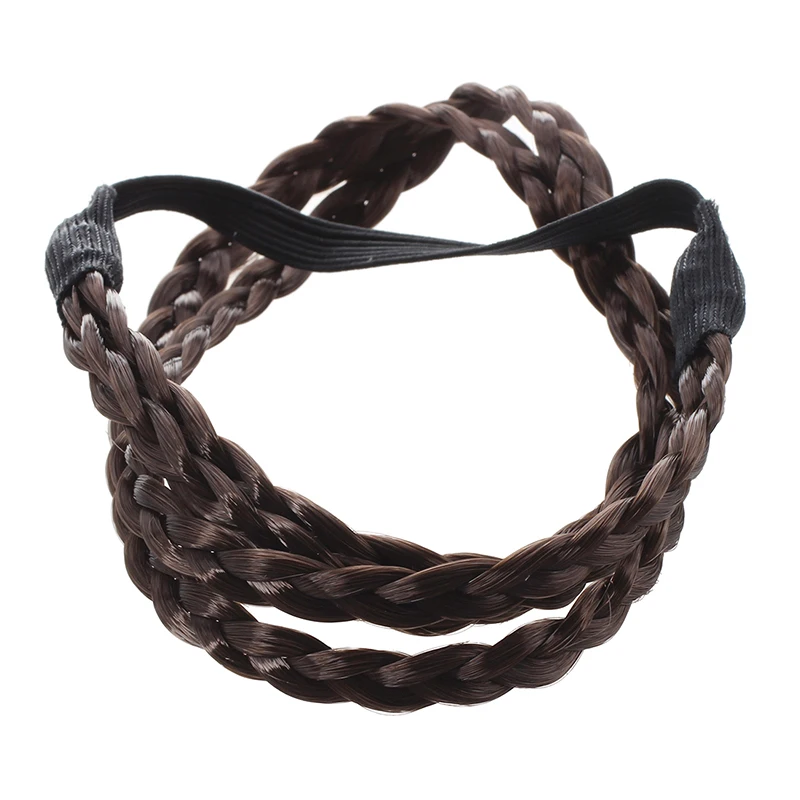 New Bohemian Double Hair Braid Plait Headband - Coffee | Дом и сад