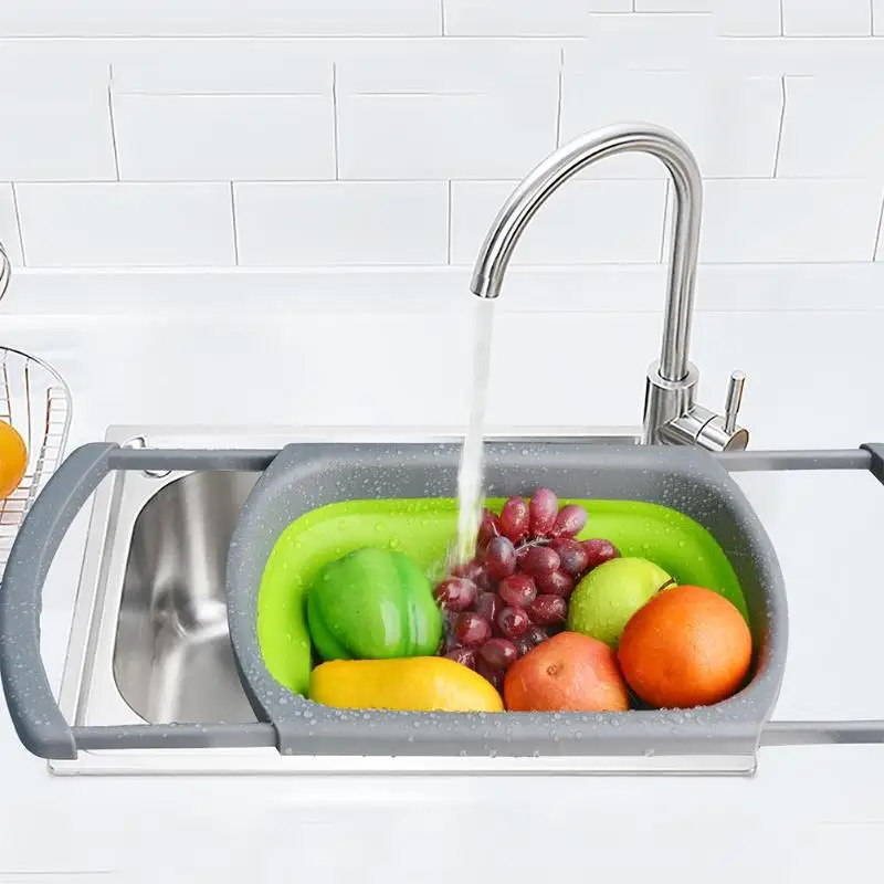Folding Drain Basket Retractable Fruit Vegetable Storage Container
