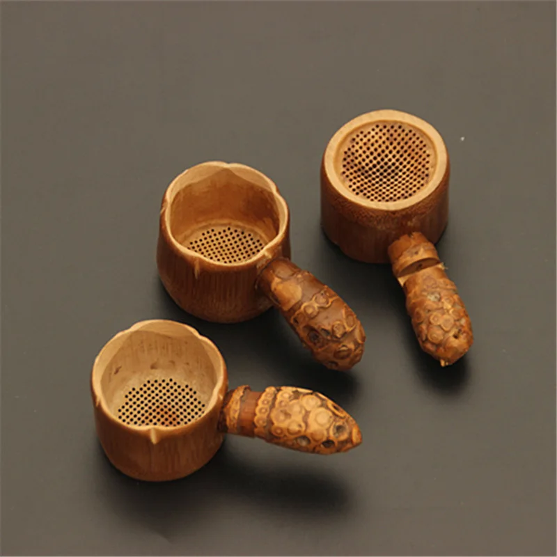 

Natural Bamboo Tea Filter Strainer With Handle Drinkware Accessories New