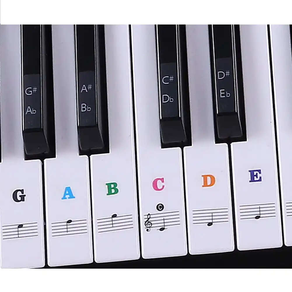 Sticker Removable Pvc Label 54 61 Keys Biginners Music Decal Stave Piano Keyboard Note Colorful Musical Instruments Dj Piano Keyboard