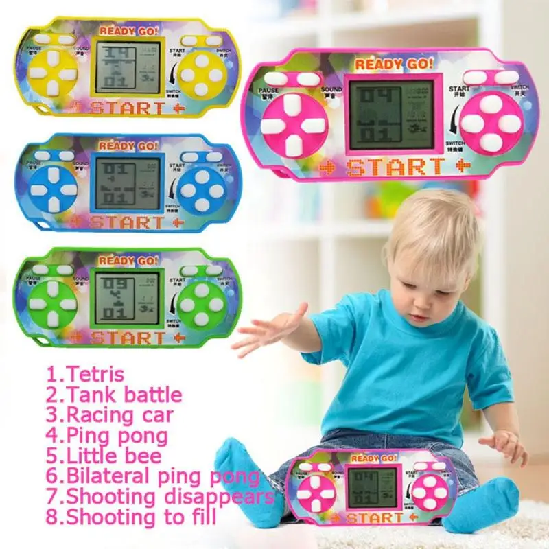 Portable Mini Tetris Game Console LCD Handheld Game Players Children Educational Toy Anti-stress Electronic Toy Random Color