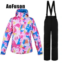 Лыжная куртка для сноуборда, костюм, ветрозащитная Водонепроницаемая Теплая Лыжная одежда, комплект, Женское пальто, штаны, дышащая профессиональная Лыжная куртка