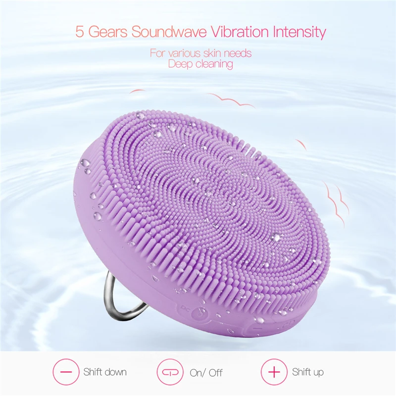 

Soundwave Vibration Silicone Facial Cleansing Brush Dead Skin Removal Clogged Pore Deep Clean Face Cleanser for All Skin Types