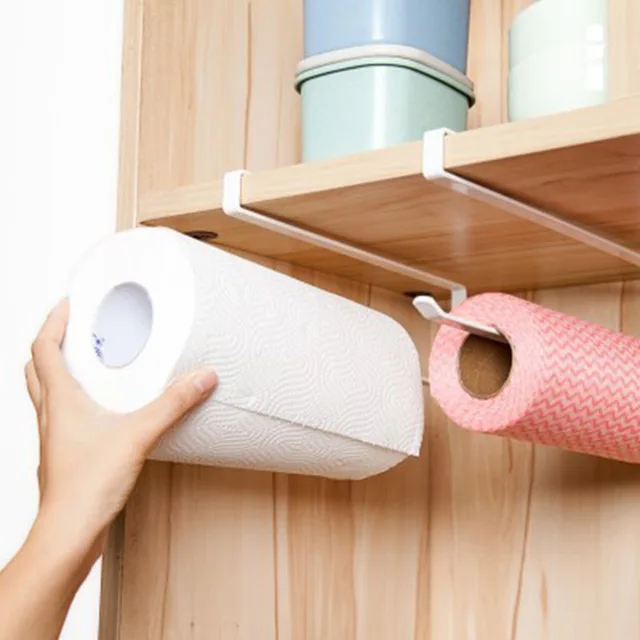 Best Price Kitchen Cabinet Door Rack Holder Bathroom Toilet Hanging Roll Paper Towel Shelf Household Organizer Kitchen Iron Tissue Holder