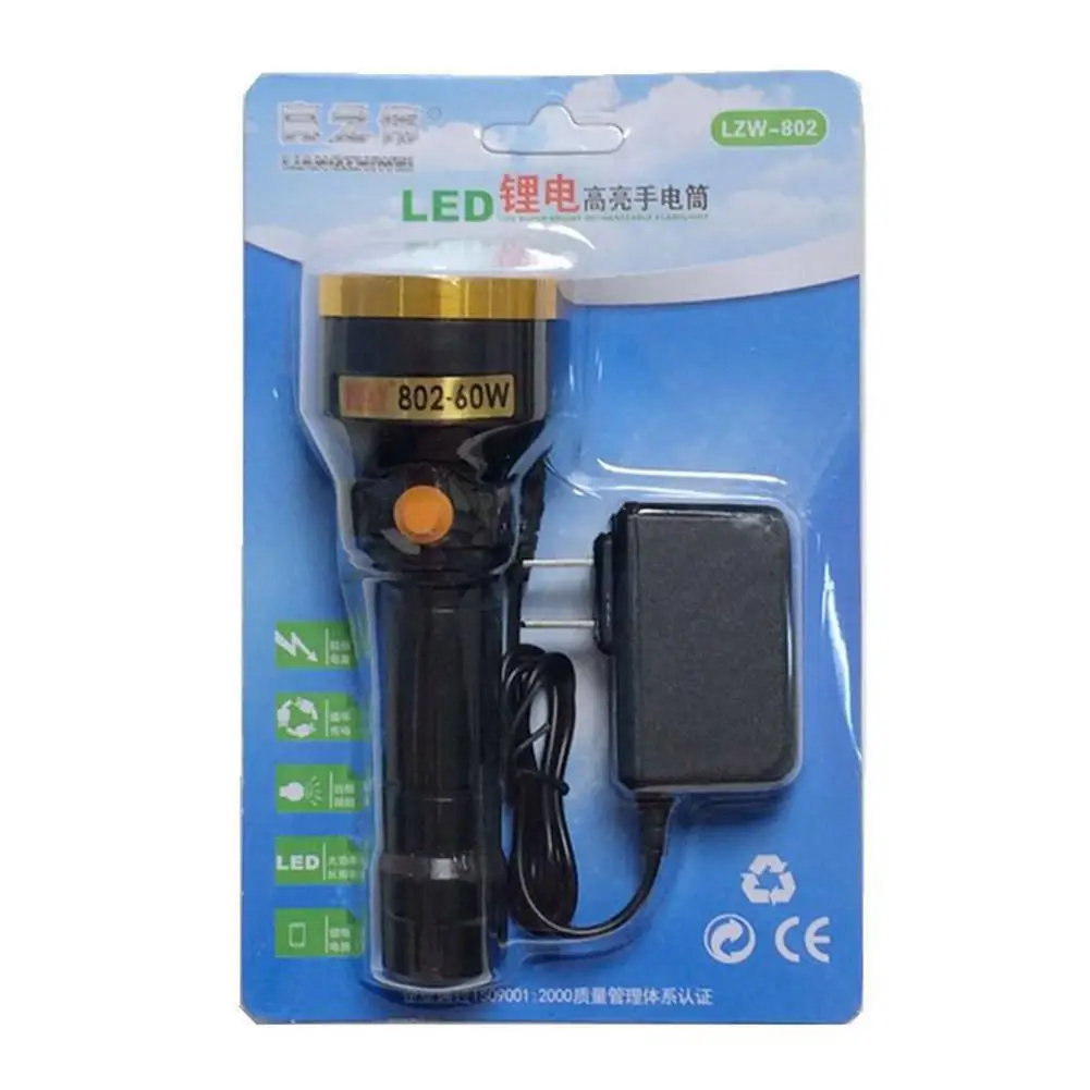 

60W Strong Light LED Flashlight Torch USB Rechargeable Camping light 1200lm Outdoor Camping Powerful Led Flashlight