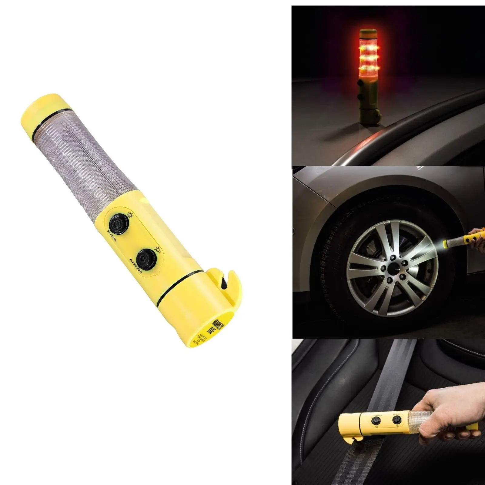 

4-in-1 Auto Car Emergency Safety Escape Tools Hammer Seat belt Cutter Flashing Red Beacon LED Flashlight Car Rescue Tool Light