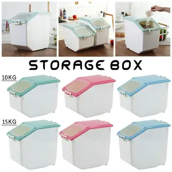 

10/15KG High Capacity Plastic Food Kitchen Container Sealed Crisper Grains Tank Storage Kitchen Sorting Rice Storage Box