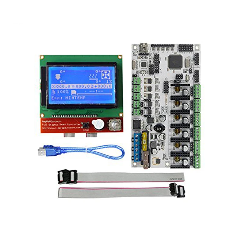 

Rumba Plus 3D Printer Start Kits Mother Board + 12864 LCD Display Screen with Cables Part Kit