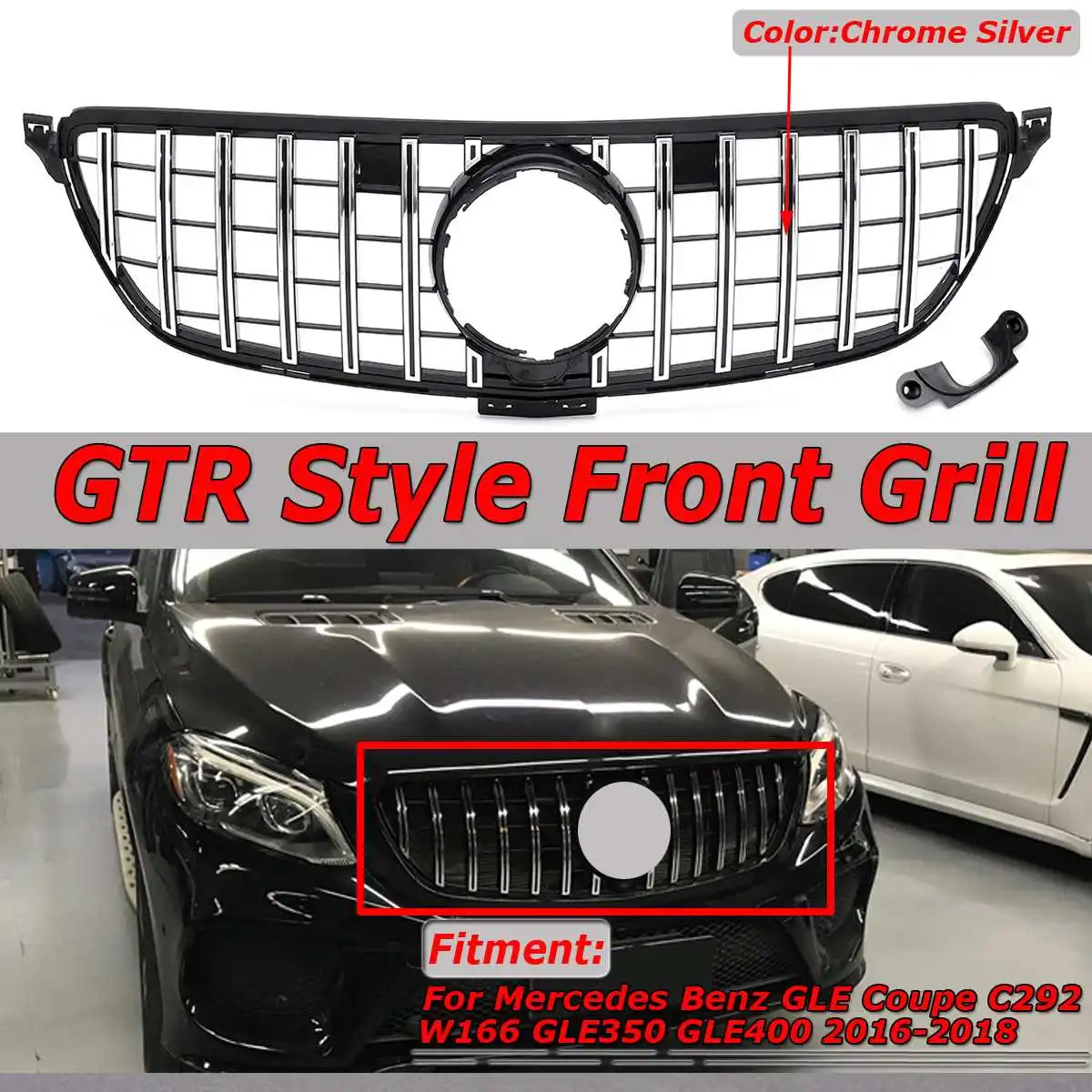 

New GTR GT R Style Car Front Grill Grille For Mercedes For Benz GLE Coupe W292 C292 GLE320 GLE350 GLE400 GLE450 GLE500 2016-2018