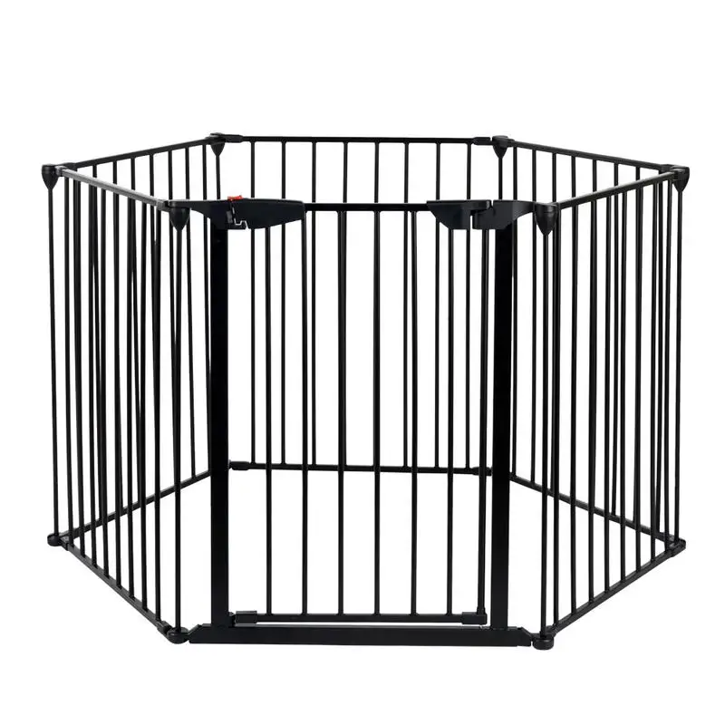 

6 Sides Can Be Folded Up Steel Fences Fireplace Safety Kids Cat And Dog Fence Black Home Security Fence