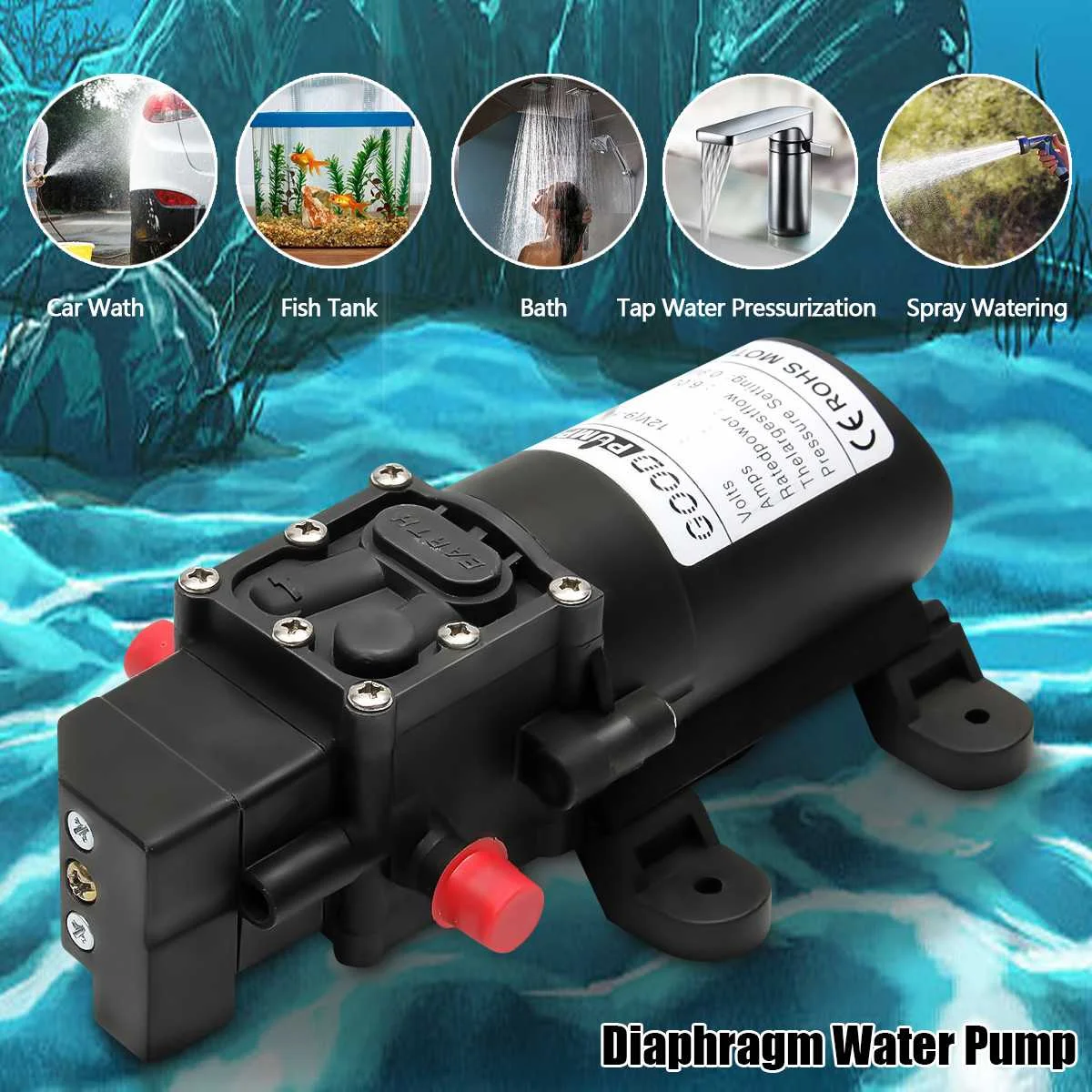 Bomba de agua eléctrica agrícola duradera, 12 V, 130PSI, Micro diafragma de alta presión, rociador de agua, lavado de coche, 12 V ► Foto 1/6