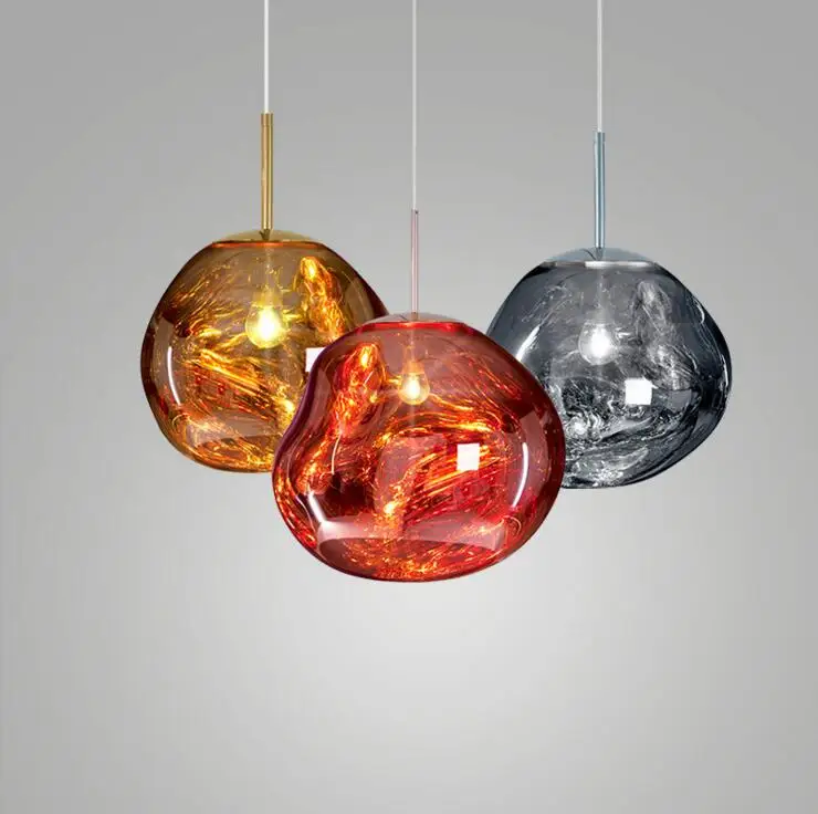 

Modern Pendant Lights Red Silver Gold Melt Glass Pendant Lamp Lava Irregular Creative Designer Hang Lamp for Living Room Bedroom