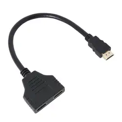 HDMI 1 до 2 двойной адаптер несущей сигнала конвертер кабель для видео ТВ HD (черный)