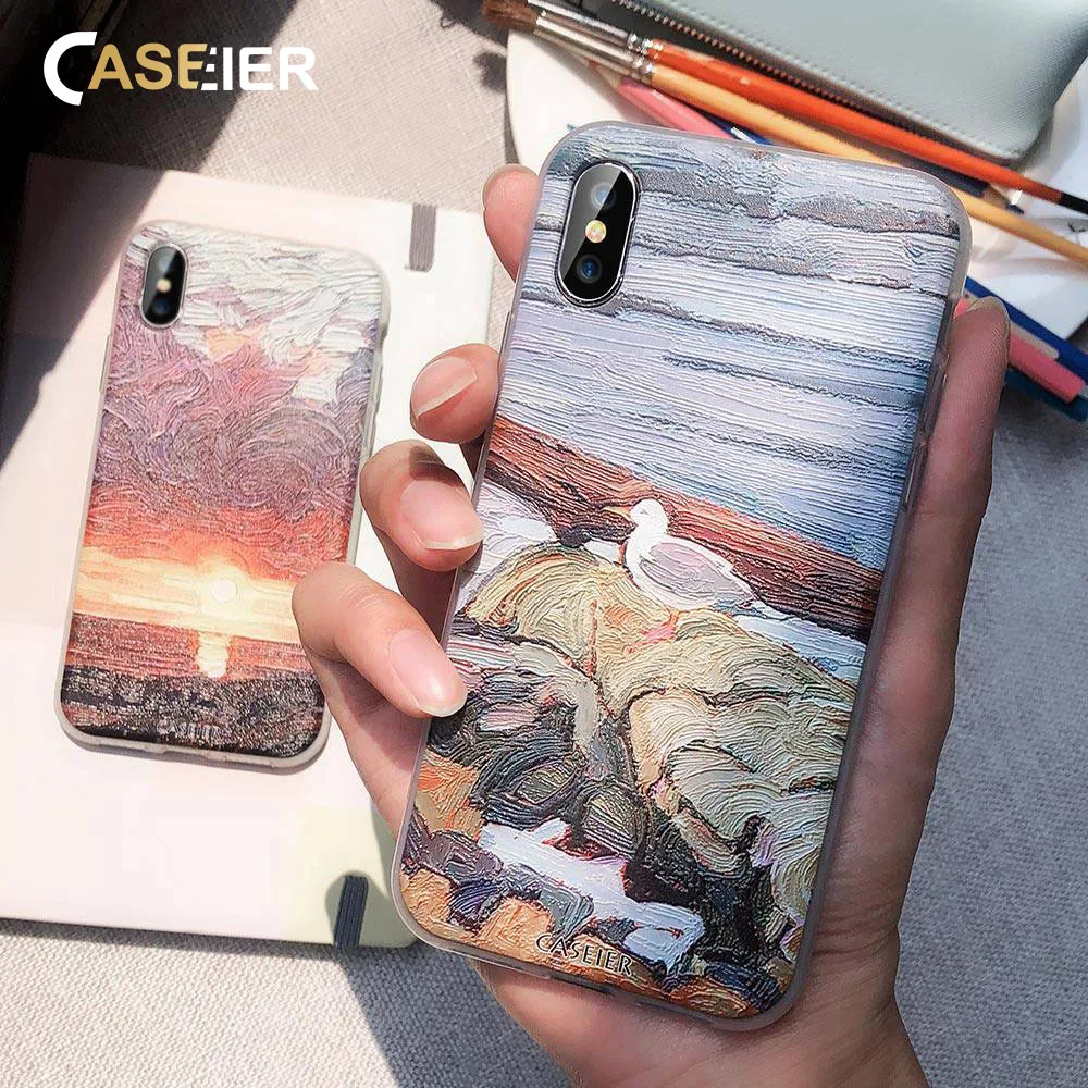 CASEIER Painting Case For Xiaomi Redmi Note 7 6 5 Pro Mi 9 8 Lite A2 A1 6A Pocophone F1 Emboss Phone Cover Funda |