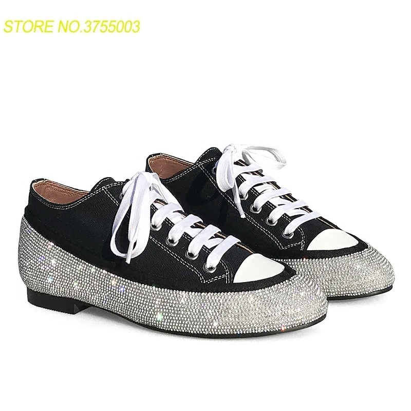 

Fashion Real Leather Rhinestone Loafer Shoes Woman Round Toe Lace-Up Bow Butterfly Flat Shoes Women Denim Fashion Casual Shoes