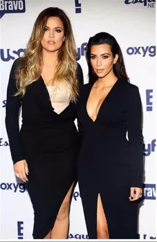 

Celebrity High Quality Long Sleeve V Neck Open Fork Rayon Bandage Dress Homecoming Party Dress