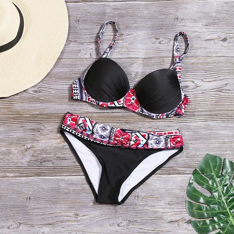 

Patchwork Swimsuit Push Up Bikini 2019 Sexy Low Waist Swimwear Women Bathing Suit Girls Beachwear Female Swim Wear Biquini