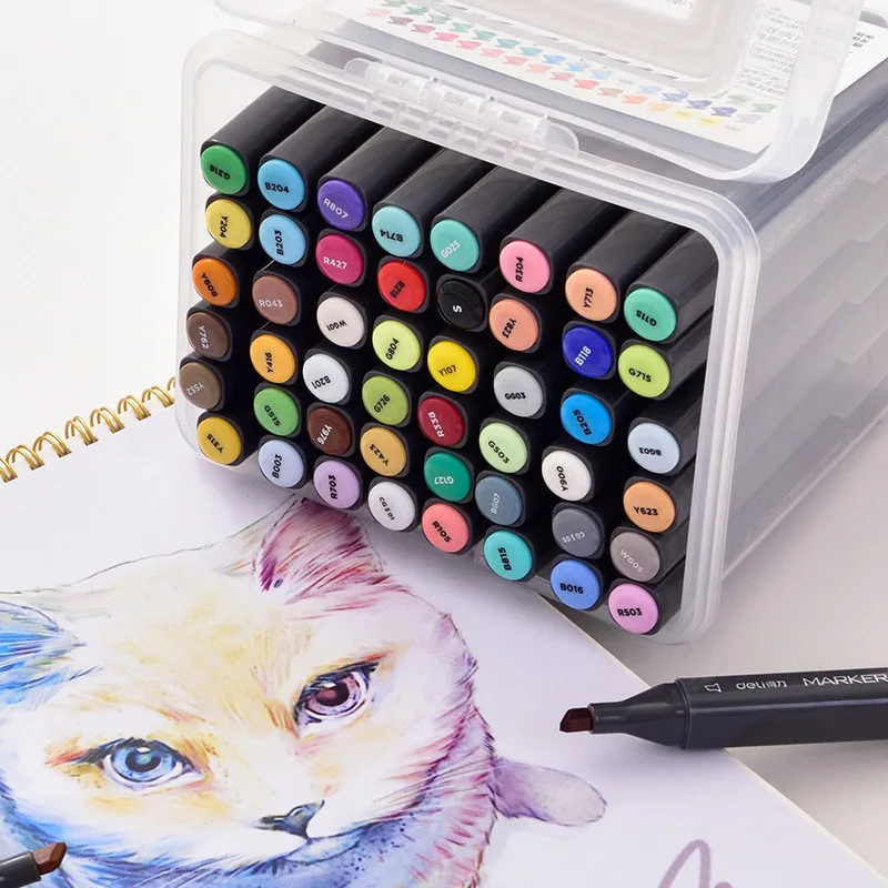 

24 Colors Dual Head Sketching Markers Animation Design Alcohol Based Brush Pen For Drawing Stationery School Office Art Supplies