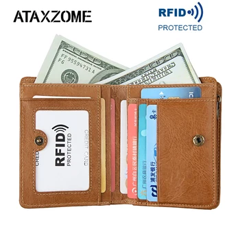 

ATAXZOME fashion Men's Wallet Natural Leather Wallet restoring ancient ways Anti-magnetic RFID Wallet Men's Gift W8231