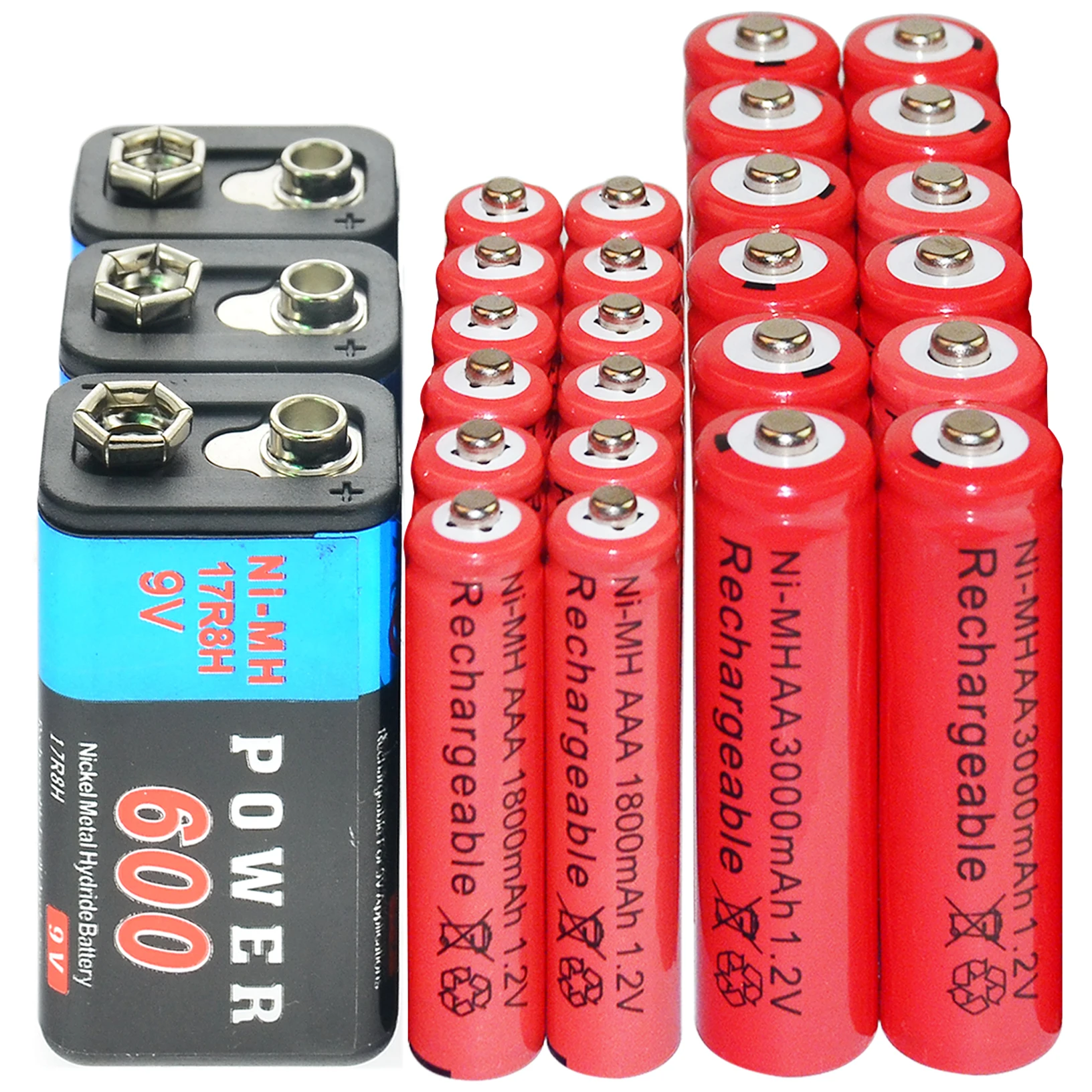 3 個 9 V 9 ボルト 600 2600mah のパワーニッケル水素 12 個 a 1800 Mah 12 個 3000 Mah 1 2 V ニッケル水素充電式耐久性のあるバッテリー携帯 Pps ブロック 充電池 Aliexpress
