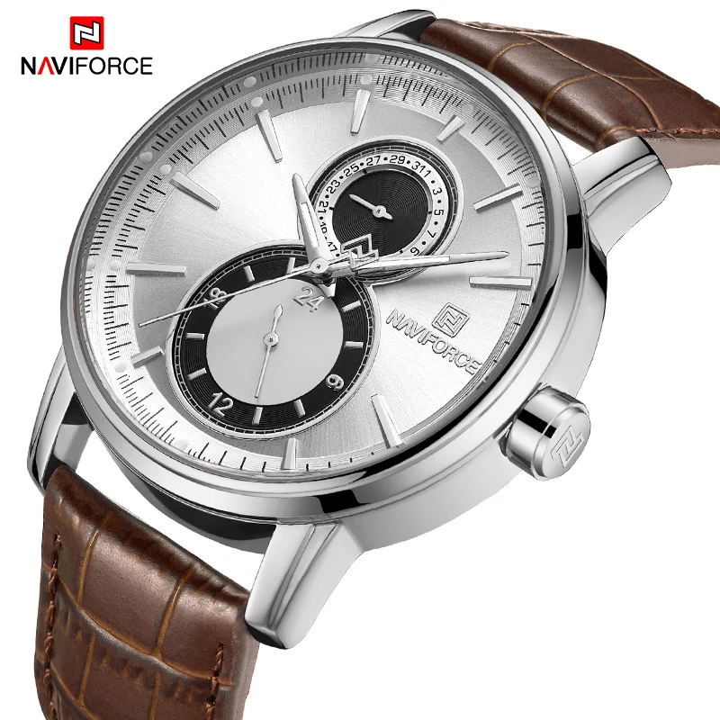 

NAVIFORCE Brand Men's Creative Fashion Analog Quartz Wrist Watch Waterproof Sports Watches Leather Slim Clock Relogio Masculino