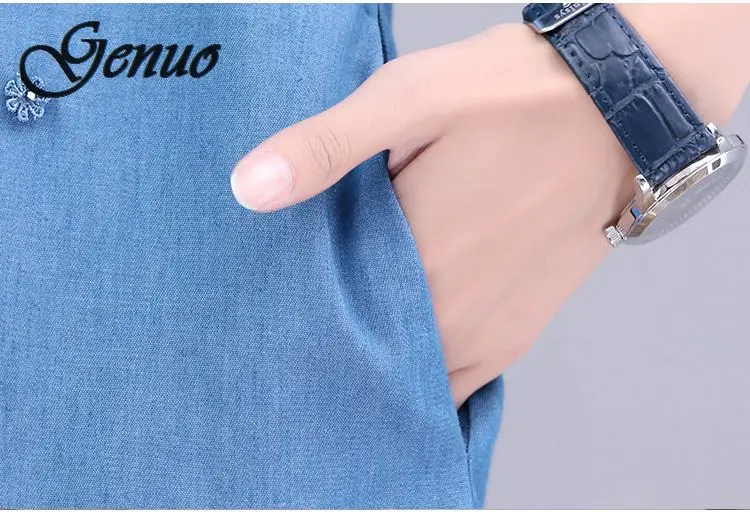 New Arrival Lace Bead Patchwork Summer Women Denim Dresses Half Sleeves Loose A Line Dresses Plus Sizes Jeans Dresses