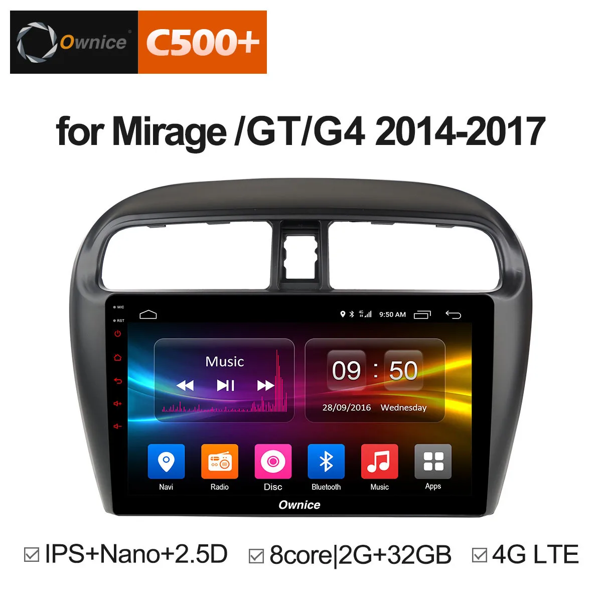 

Ownice Multimedia 9 Inch Vehicle Android 8.1 Car Radio For Mitsubishi Mirage GT G4 2014 2017 GPS Navigation Stereo Carplay DAB