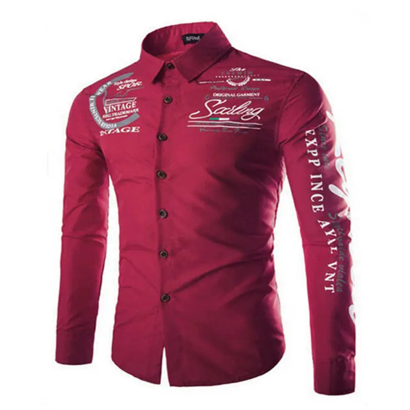 Hirigin حديثا عارضة الرجال زر أزياء الفاخرة قمصان الراحة أنيق ضئيلة تيشيرت ضيق بأكمام طويلة الذكور قمصان دروبشيب